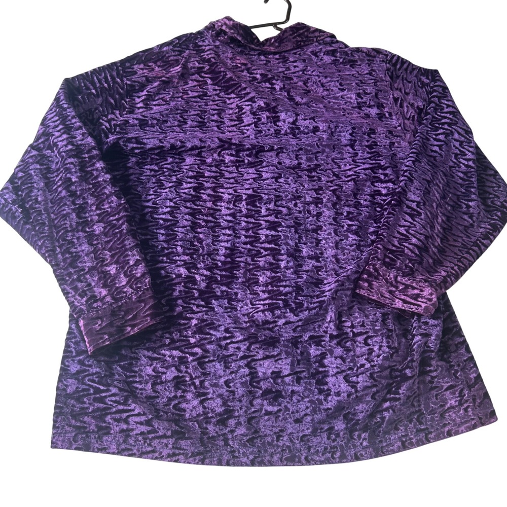 Vintage YMLA Unisex Purple Crushed Velvet Textured Button Down Shirt Long Sleeve - Picture 2 of 7
